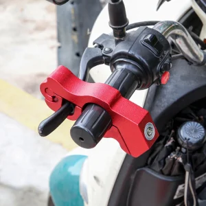 Candado antirrobo para manillar de moto Rojo